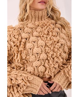 Women's High Neck Cropped Sweater