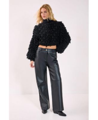 Women's High Neck Cropped Sweater