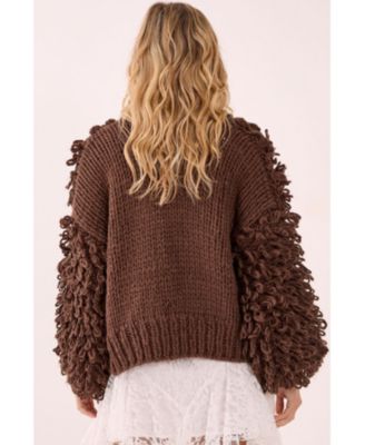 Women's Chunky Loop Yarn Knitted Cardigan Sweaters