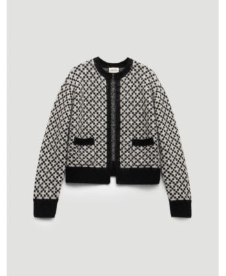 Women's Jacquard Wool Edge To Edge Cardigan