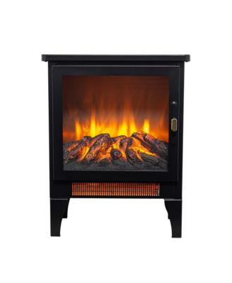 17 inch Freestanding Electric Fireplace Stove heater with 3D Flame effect,Black