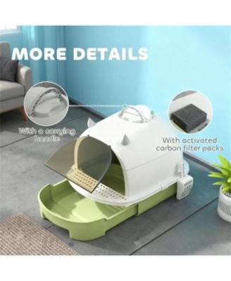 Refreshing Green Cat Litter Box with Lid, Scoop & Bags: A Complete Odor-Control Kit for a Fresher Home
