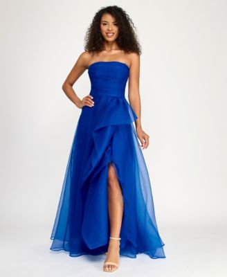 Juniors' Asymmetric Drape Strapless Ball Gown, Created for Macy's