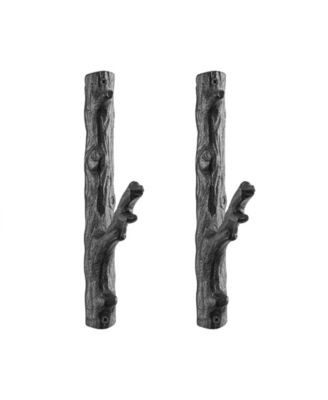 Brown Cast Iron Tree Branch Wall Mount Coat Hooks (Set of 2)