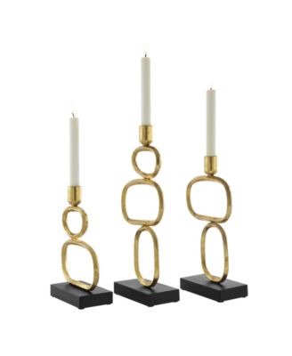 Eduardo Gold and Black Candlestick Candle Holders - Set of 3