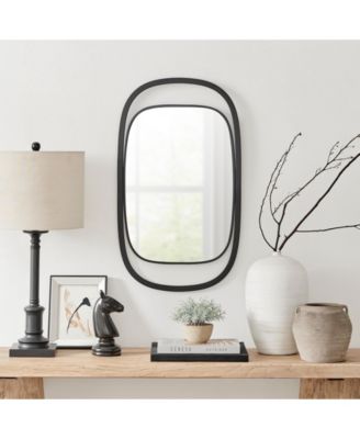 Sonya 29.6-inch Contemporary Rectangular Wall Mirror with Black Iron Frame