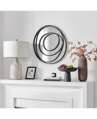 Sonya 25.5-inch Contemporary Continuous Circles Wall Mirror with Black Iron Accents