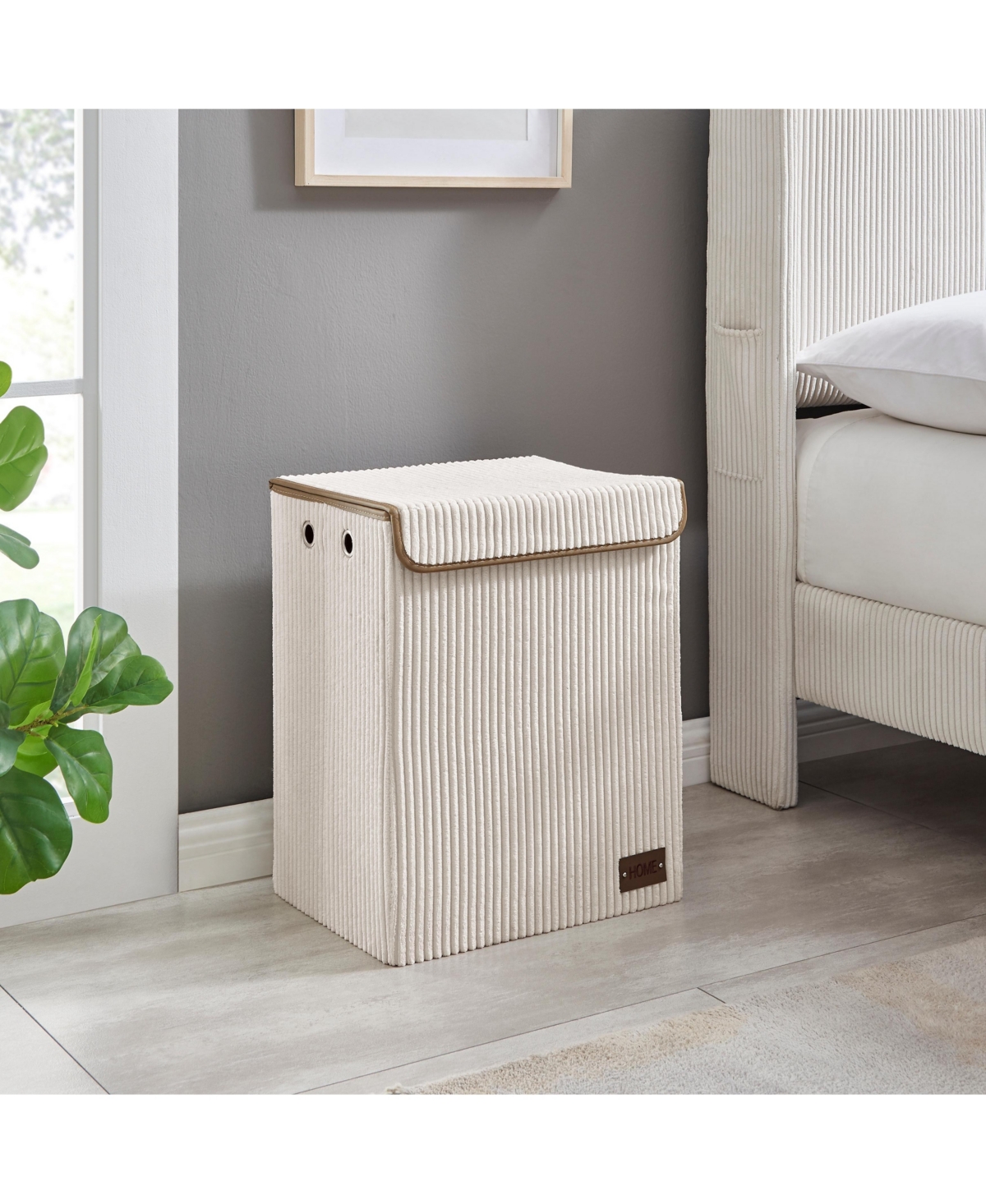 Danya B Collapsible Corduroy Laundry Hamper Storage