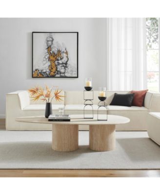 Black Geometric Pedestal Tabletop Candle Holders Set of 2