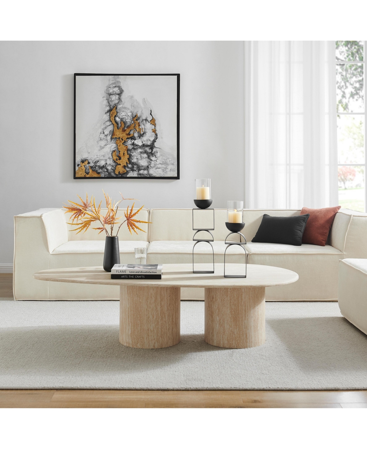 Danya B Black Geometric Pedestal Tabletop Candle Holders Set of 2