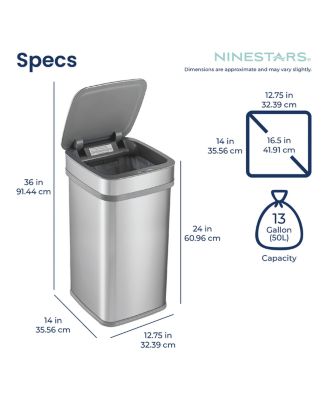 Nova² UV Odor Neutralizing Smart Kitchen Trash Can 13 Gallon Squared