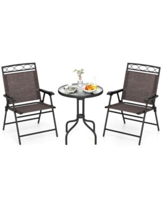 3 PCS Outdoor Bistro Dining Furniture Set with 1.57" Umbrella Hole Rippled