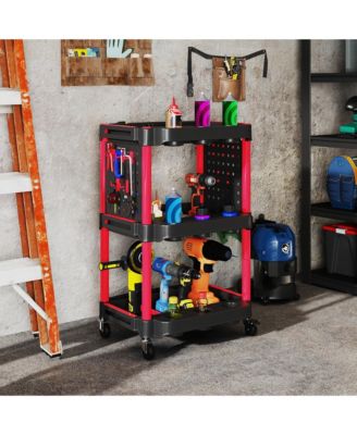 3-Tier Rolling Tool Cart with Wheels, Plastic Utility Cart