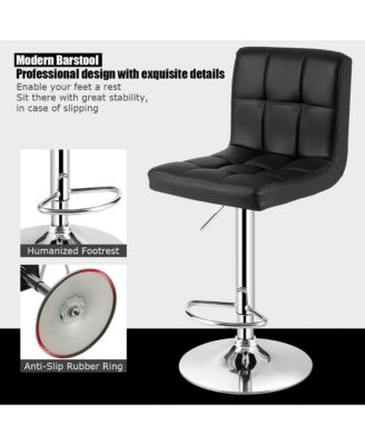 Adjustable Armless Bar Stool Full Back Swivel Kitchen Counter Bar Chair PU Leather