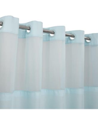 Slub Texture Shower Curtain with Snap-In Liner, and Sheer Window, 71"X74"