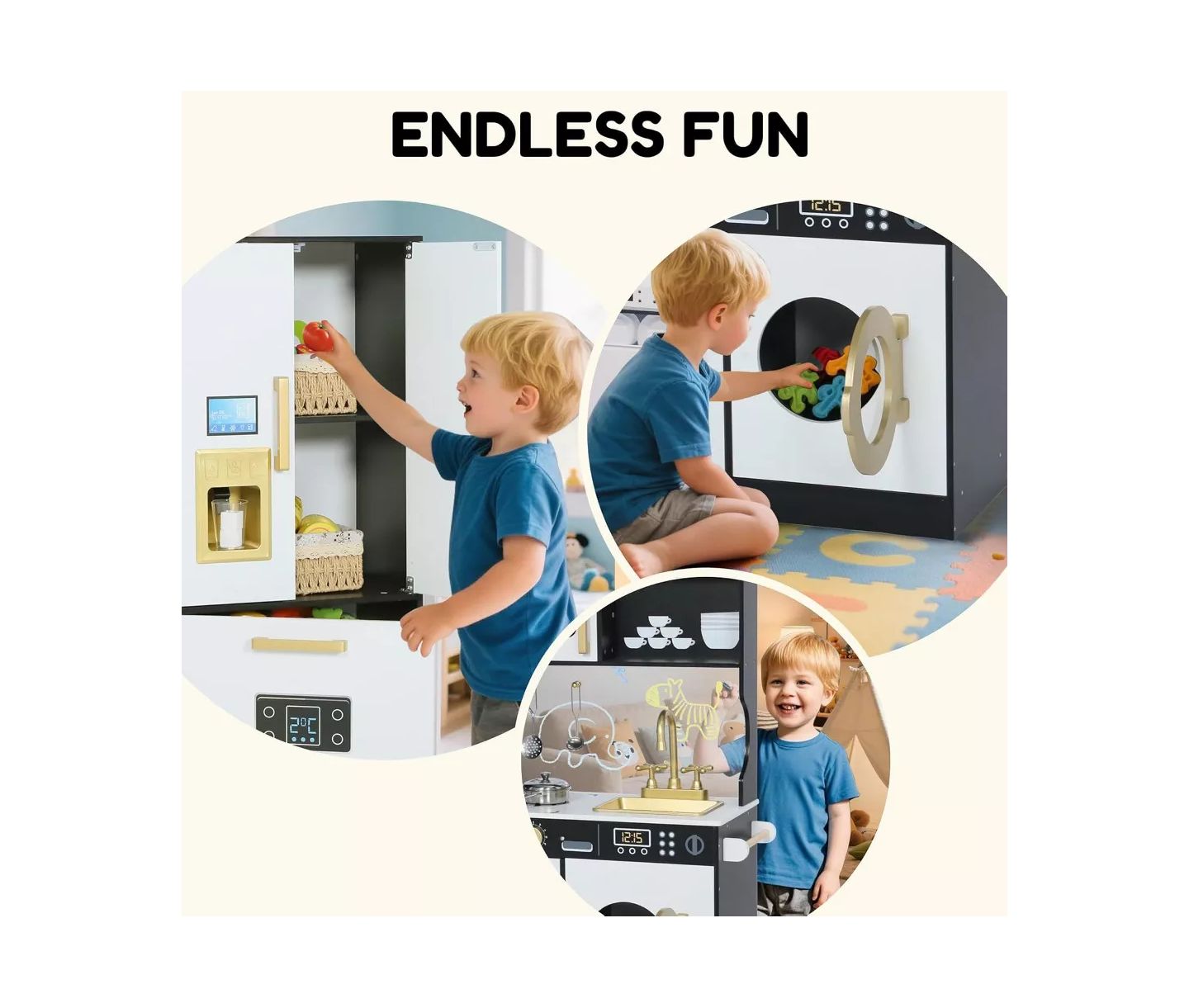 Детская игрушка Kinder King Working Ice Maker Pretend Play Kitchen, Ages 3+, цвет: Чёрный — фото 8