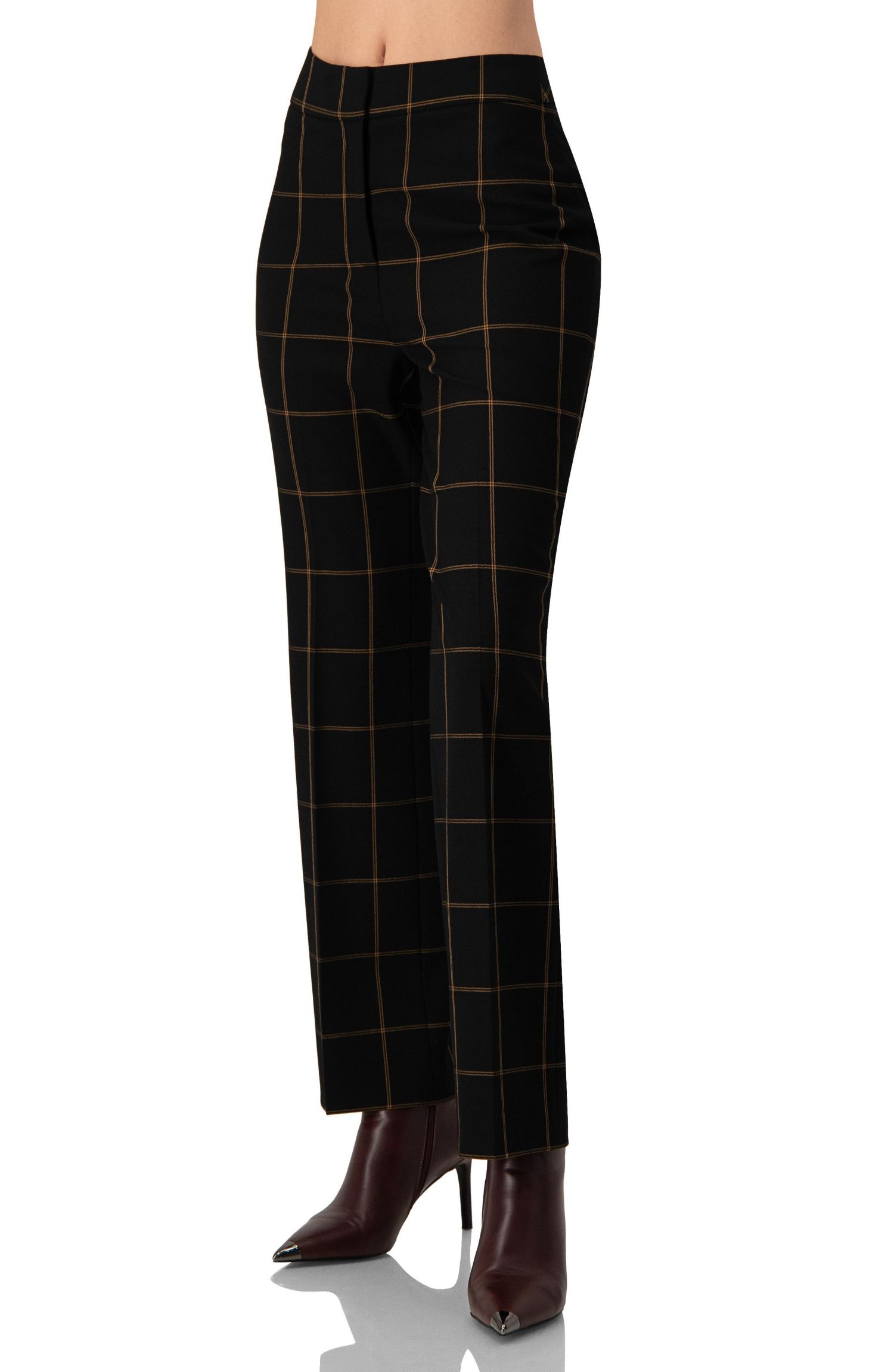 Women's Black Tailored Straight-Leg Trousers
