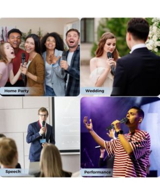 UHF Wireless Microphone System 2 Metal Handheld Mics Rechargeable Auto Frequency Scan LCD Display 200ft Range for Karaoke Church Stage