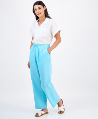 Petite 100% Linen Drawstring Pants, Created for Macy's