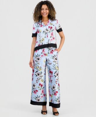 Petite Twill Border-Hem Pants, Macy's Exclusive image