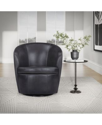 Barolo - Vintage Onyx 100% Italian Leather Swivel Club Chair