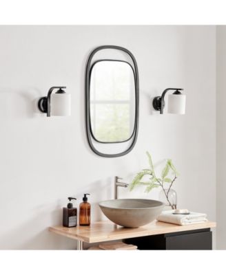 Sonya 29.6-inch Contemporary Rectangular Wall Mirror with Black Iron Frame