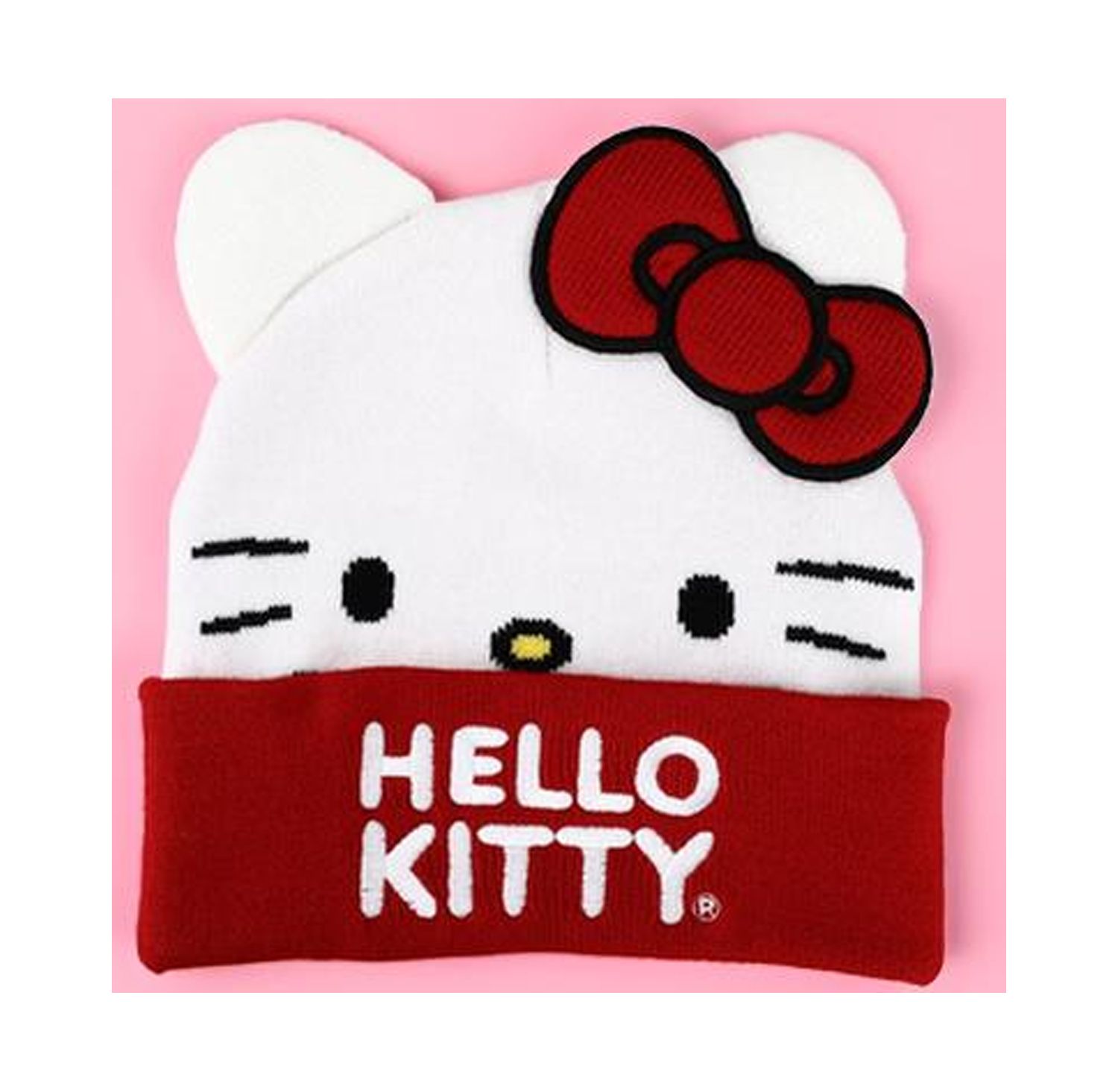 Men's Sanrio Face Bow Embroidered Beanie Hat for Adults
