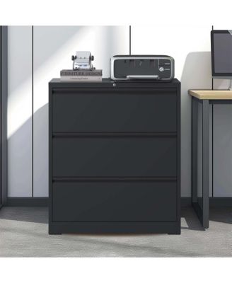 Lateral File Cabinet 3 Drawer, Lockable File Cabinet for Home Office, Locking Metal File Cabinet for Legal/Letter/A4/F4 Size