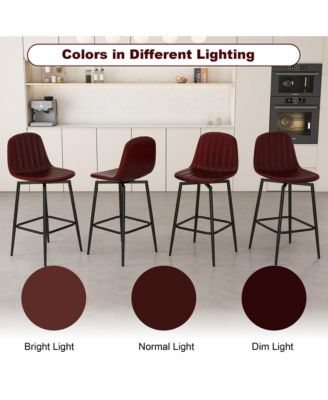 Set of 2 Modern PU Leather Bar Stools with Swivel Base