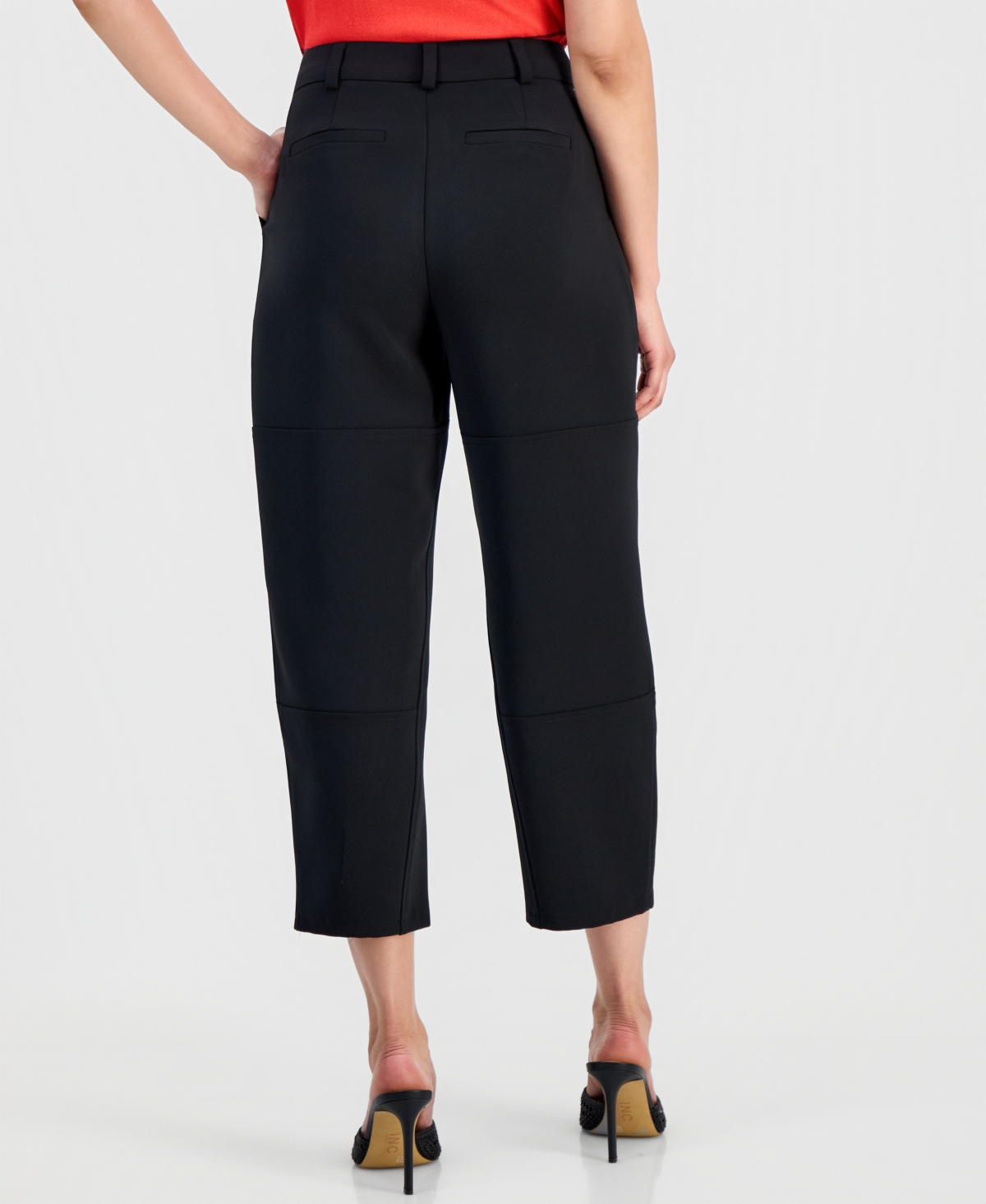 I.n.c. International Concepts Petite High-Rise Barrel-Detail Pants, Macy's Exclusive