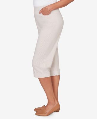 Petite Classic Stretch Stripe Clamdigger Capri Pants