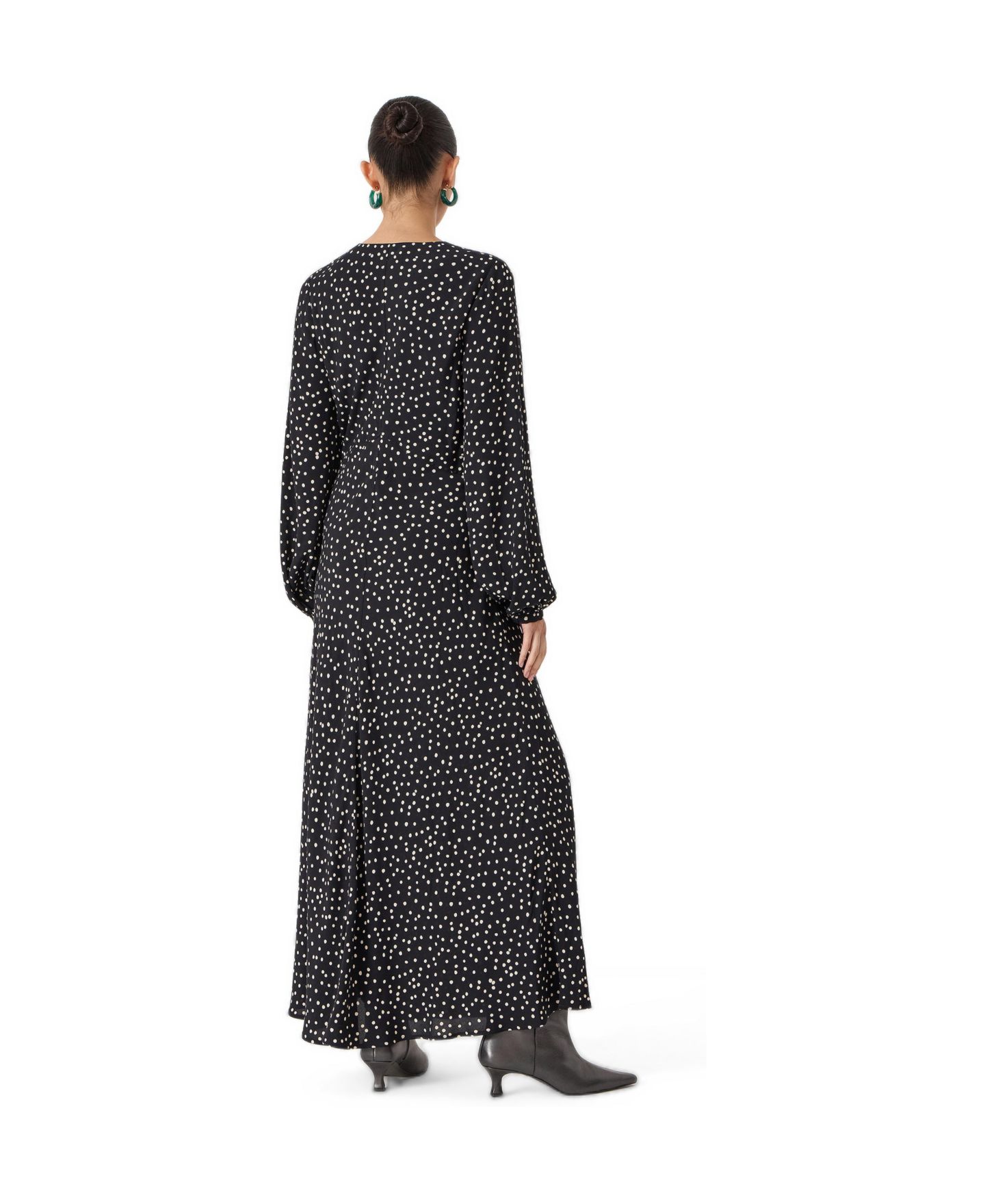 Женское платье Hush V-Neck Long Sleeve Crepe, цвет: В горошек чёрный — фото 2