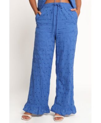 Women's Katya Embroidered Pants - Cobalt