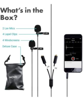 Executive Lavalier Clip-on Interview Microphone with Secondary Mic & Headphone Monitoring Input for Smartphones/Tablets