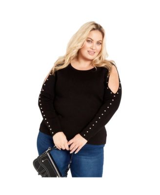 Women's Cold Shoulder Full Length Sleeves Sweater