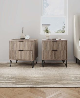 Dumbo Fluted 2-Drawer Wood Nightstand, Set of 2