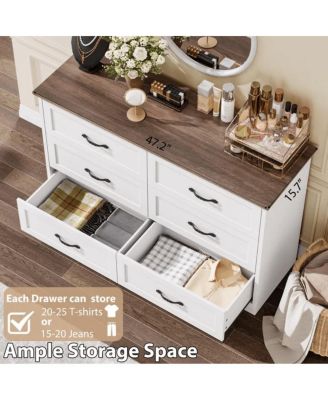 6-Drawer Modern Dresser with Wide Metal Handle, Closet Organizer Storage Chest, Clothes Cabinet for Bedroom, Living Room, Gray