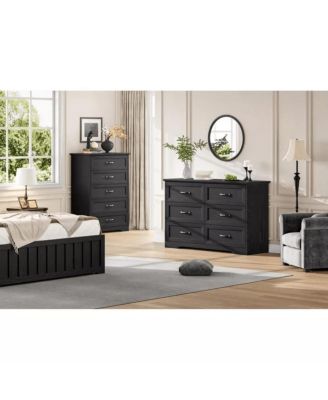 5-Drawer Modern Dresser with Wide Metal Handle, Closet Organizer Storage Chest, Clothes Cabinet for Bedroom, Living Room, White