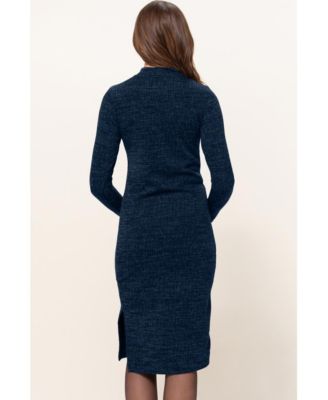 Maternity Mock Neck Long Sleeve Side Slit Sweater Dress