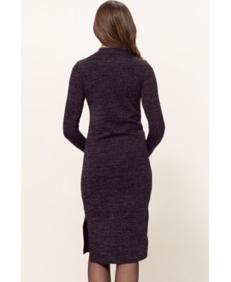 Maternity Mock Neck Long Sleeve Side Slit Sweater Dress