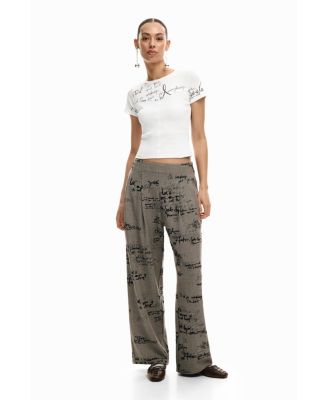 Women's Plaid lettering trousers
