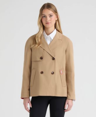 Womens Double Breasted Short Trench Jacket