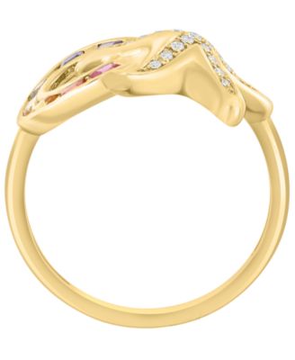 Multi-Gemstone and Diamond (1/10 ct. t.w.) Ring in 14k Yellow Gold
