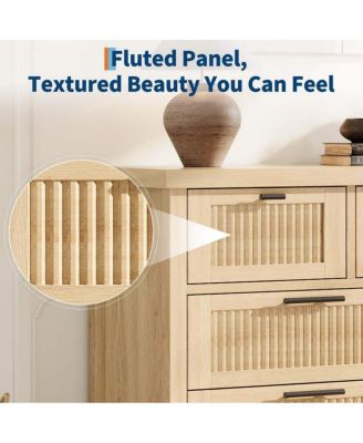 7-Drawer Modern Fluted Dresser Bedroom Chest, Fluted Drawers with Metal Handle, Large Storage Cabinet for Nursery, Living Room