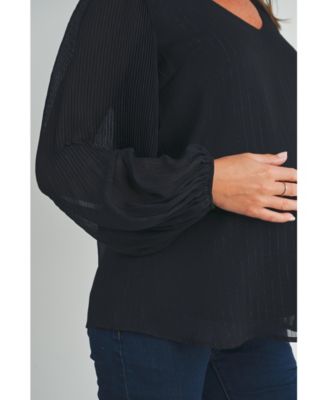 Maternity Flowy Sheer Long Sleeve V Neck Blouse