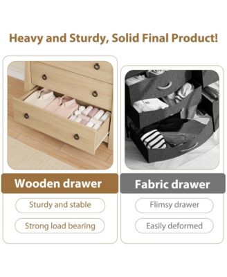 3-Drawer Modern Wood Dresser Bedroom Chest with Black Metal Ring Pull Handles, Storage Cabinet for Living Room, Entryway, Natural Oak