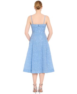 Women's Zipper Floral Embroidered Midi Dress