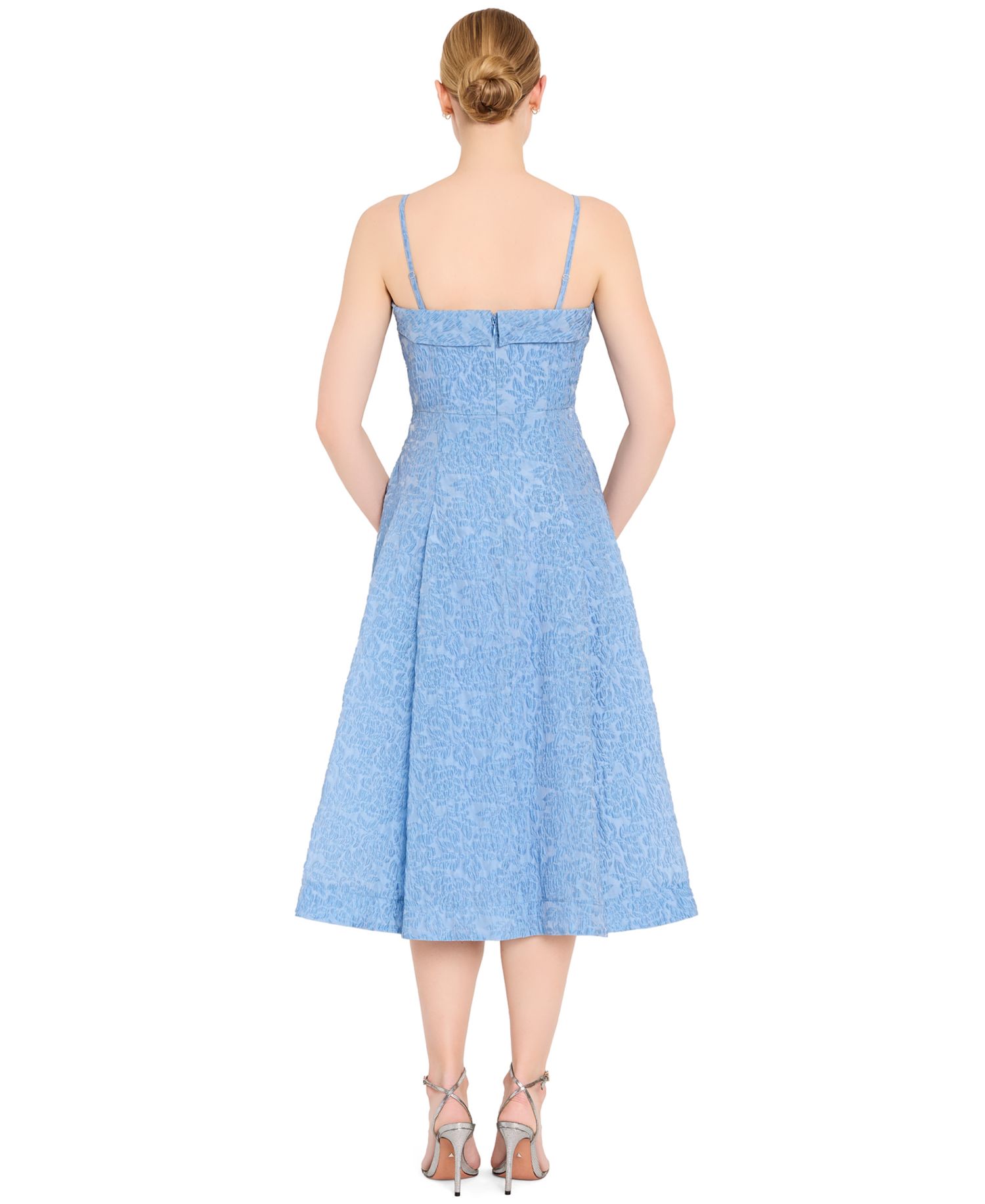 Women's Zipper Floral Embroidered Midi Dress