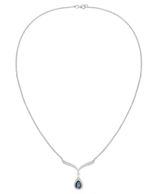 Sapphire (7/8 ct. t.w.) And Diamond (1/3 ct. t.w.) Necklace in 14k White Gold (Also Available in Emerald & Ruby)