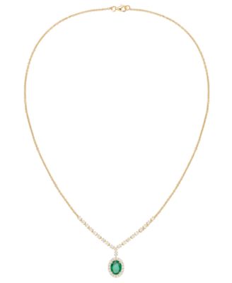 Sapphire (1-1/2 ct. t.w.) And Diamond (5/8 ct. t.w.) Necklace in 14k White Gold (Also Available Emerald & Ruby)